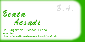 beata acsadi business card