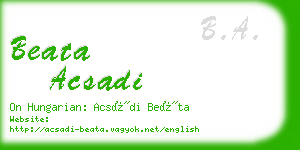 beata acsadi business card